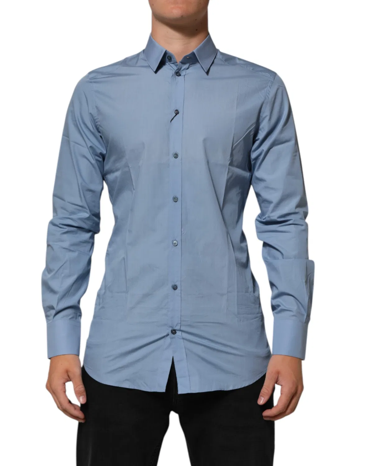 Мужская рубашка с длинным рукавом с логотипом Dolce & Gabbana, Light Blue — фото 2