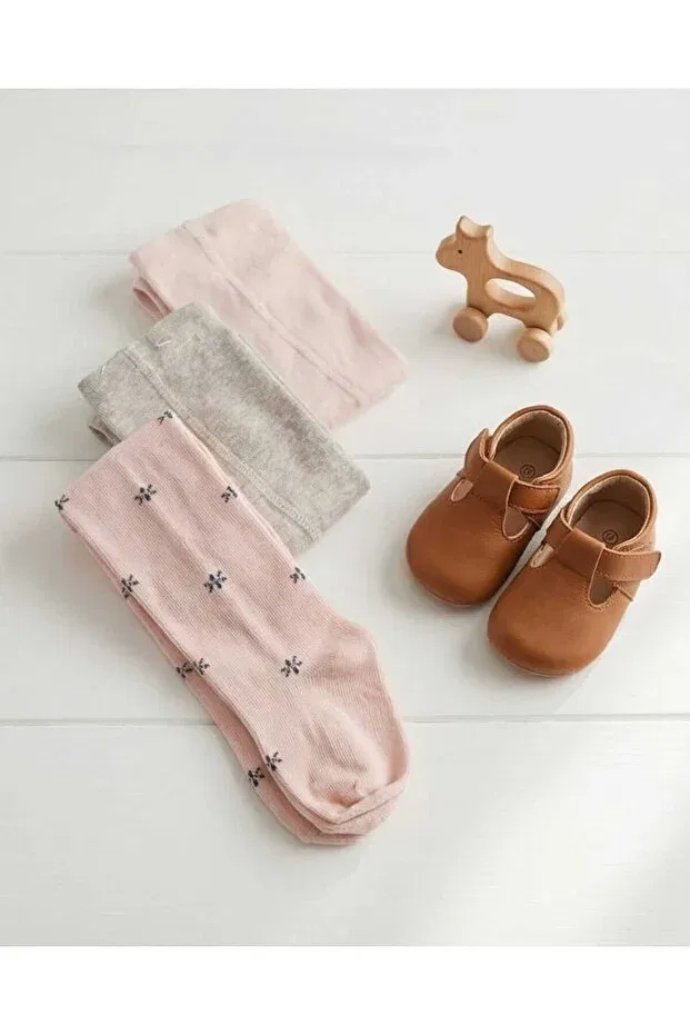 Детские колготки хлопковые 3 шт Moonrise Socks, Pink-Powder-Beige Blend — фото 2