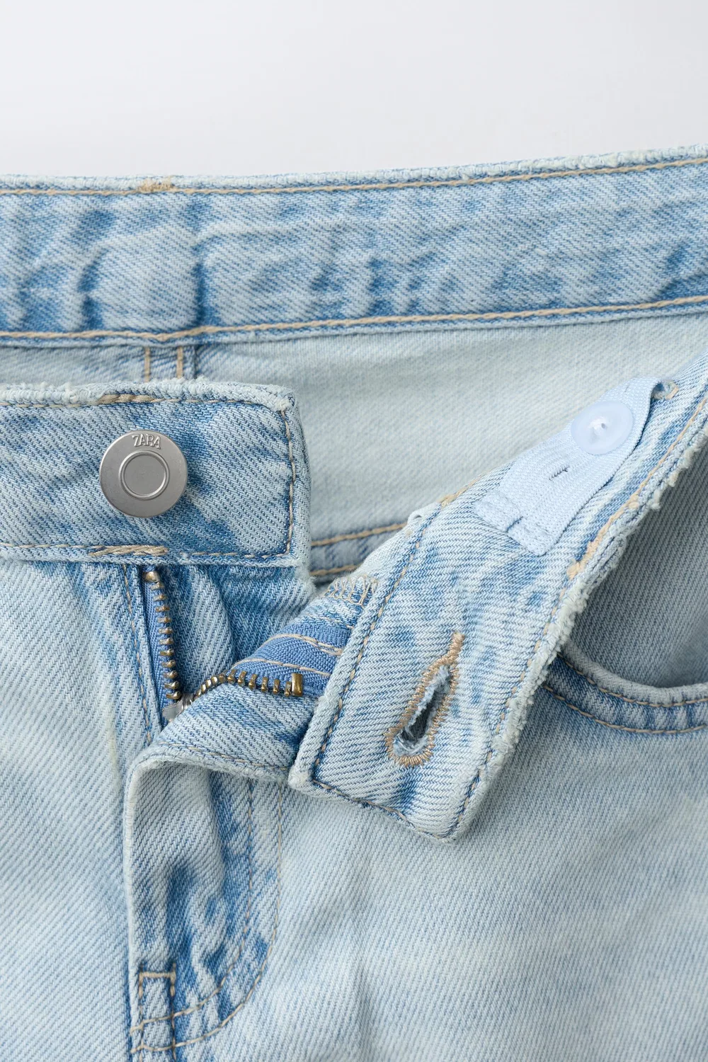 Широкие джинсы с цветочным узором и стразами ZARA, Blue — фото 3