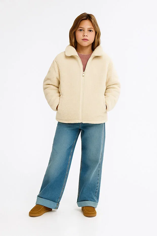 Детская куртка для девочек из плюша Plain Esila Kids, White