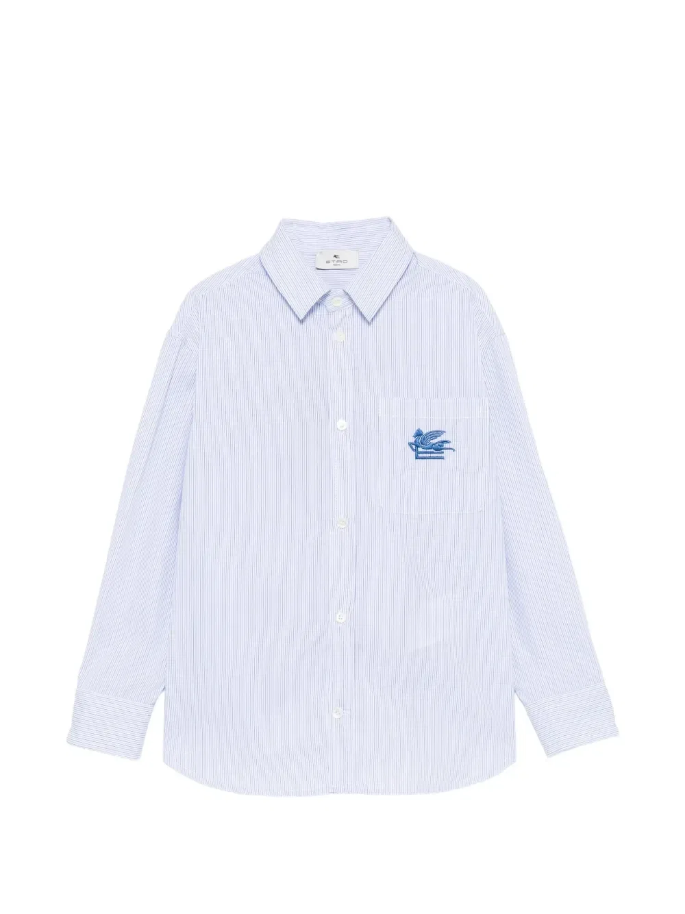 Рубашка в полоску с вышивкой Pegaso Etro Kids, синий