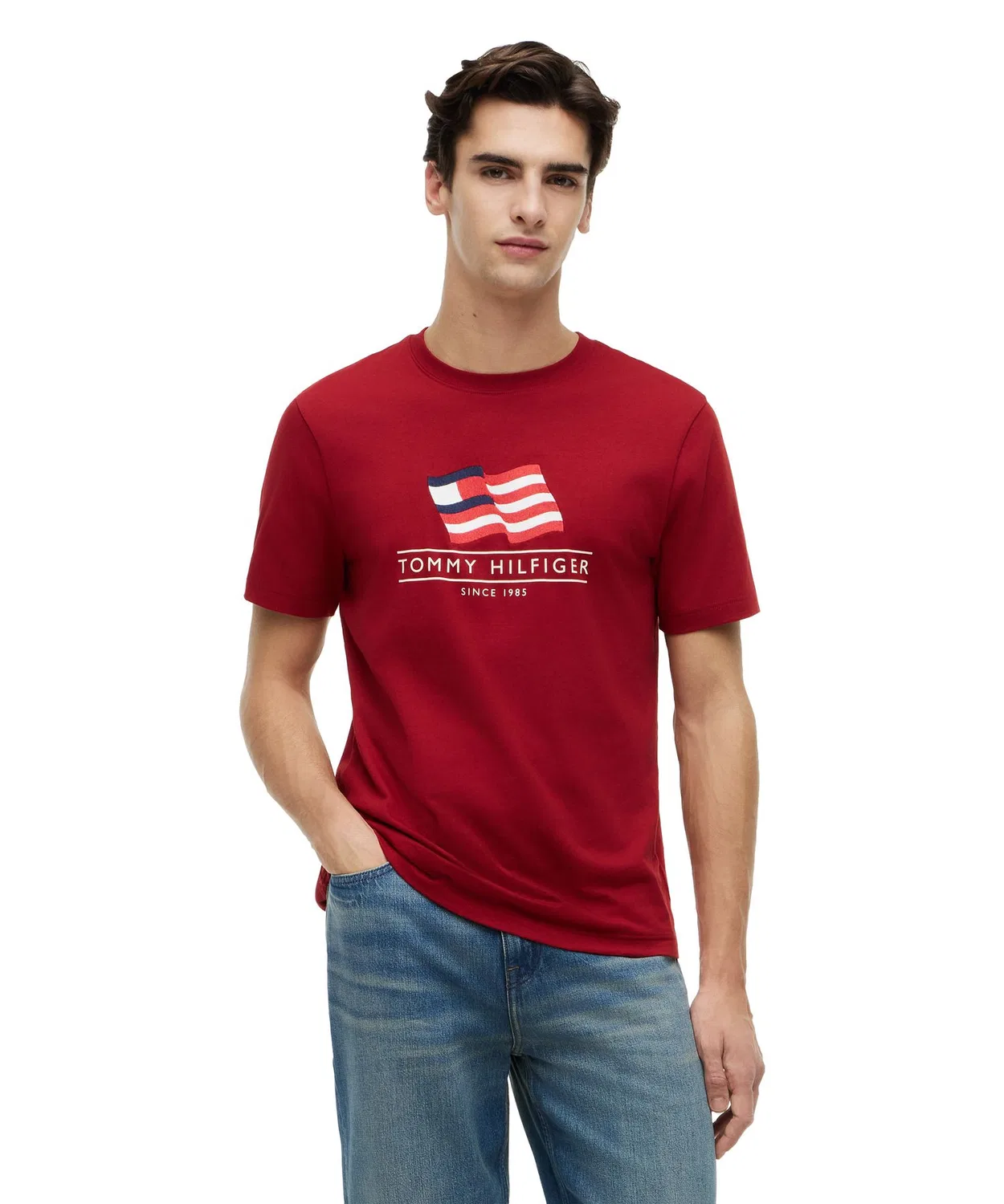 Мужская футболка с вышивкой Main Flag Regular T-Shirt TOMMY HILFIGER, Red