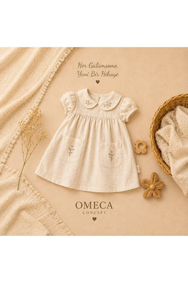 Детское платье для девочек с вышивкой Filizdens Kids, Nude Color