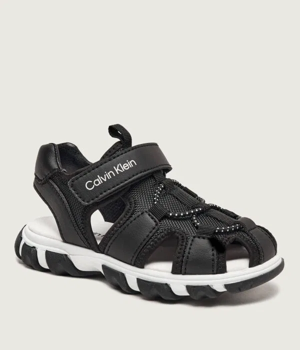 Детские босоножки для девочек из ткани и искусственной кожи Calvin Klein Jeans, черный