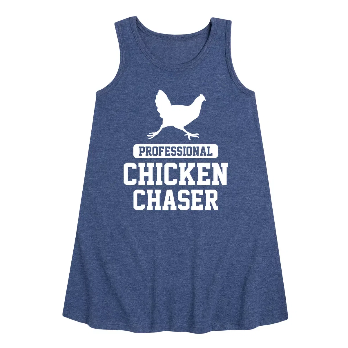 Детское платье-трапеция без рукавов с принтом Professional Chicken Chaser Instant Message, Heather Navy