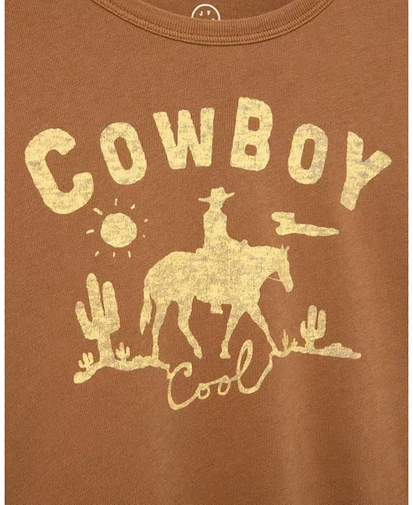 Детская футболка с принтом Unisex Cowboy Cool Tee Junk Food Clothing, Toasted Coconut — фото 2