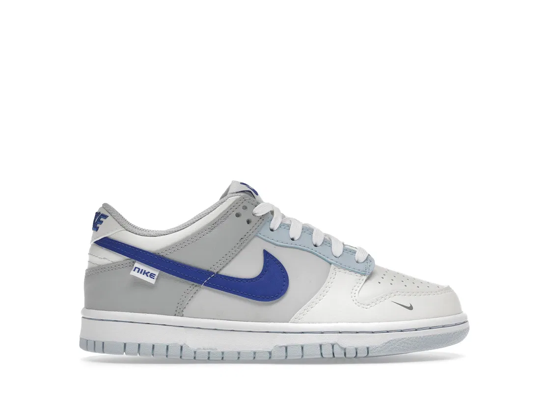 Детские кроссовки с замшевым верхом Nike Dunk Low Nike, Ivory/Hyper Royal-White-Photon Dust-Grey Fog-Celestine Blue