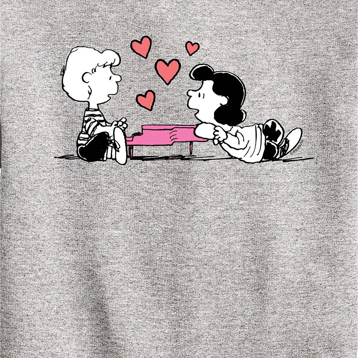 Детский свитшот для мальчиков с принтом Lucy And Schroeder Heart Thoughts Peanuts, Athletic Heather — фото 2