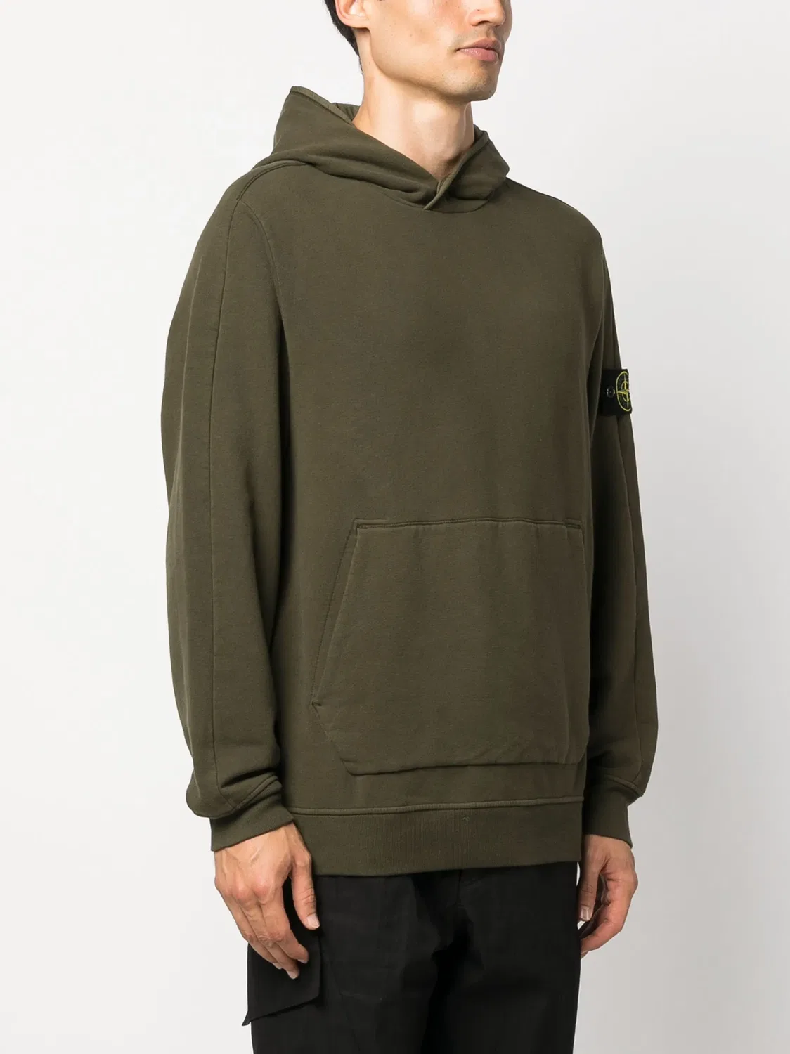 Худи с логотипом из хлопка Stone Island, оливковый — фото 3