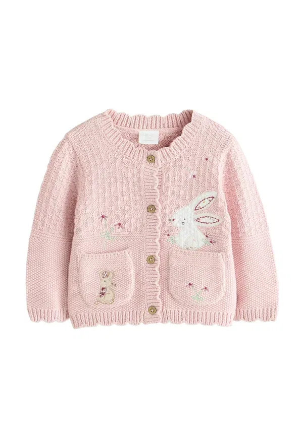 Кардиган с вышивкой Next Cardigan Next Pink embroidered bunny, розовый
