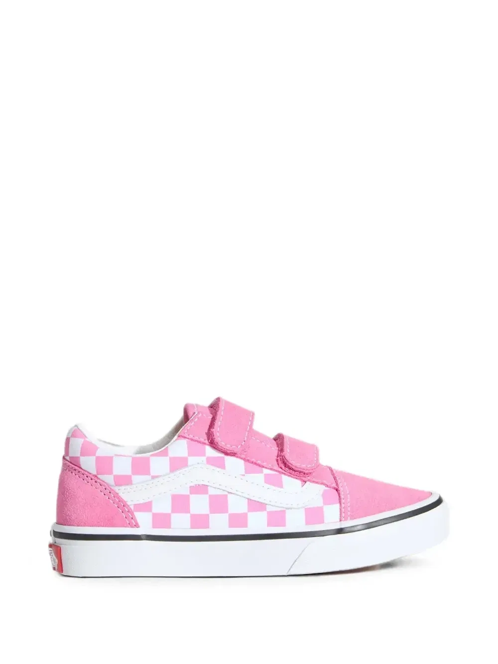 Кеды Old Skool V с шахматным принтом на липучках Vans Kids, розовый — фото 2