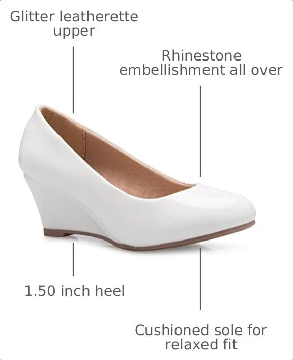 Детские туфли для девочек с блестками и стразами Olivia K, White Patent* — фото 3