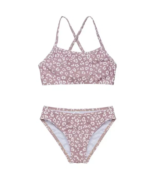 Детский купальник для девочек с принтом Leopard Love Criss Cross Strap Swim Set Gottex Kids, Cacao