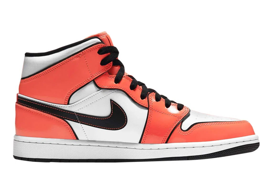 Детские кроссовки для мальчиков с принтом Air 1 Mid NIKE, Turf Orange Black White — фото 2