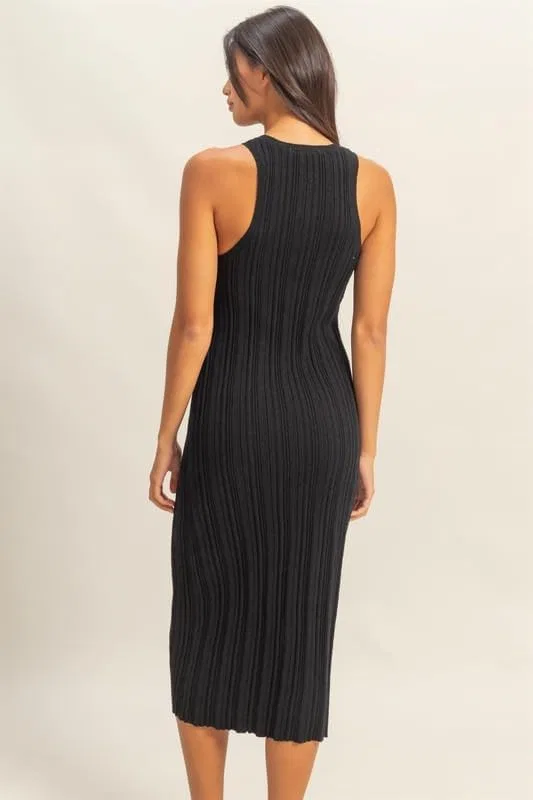 Женское облегающее платье с круглым вырезом Ribbed Knit, Black — фото 4