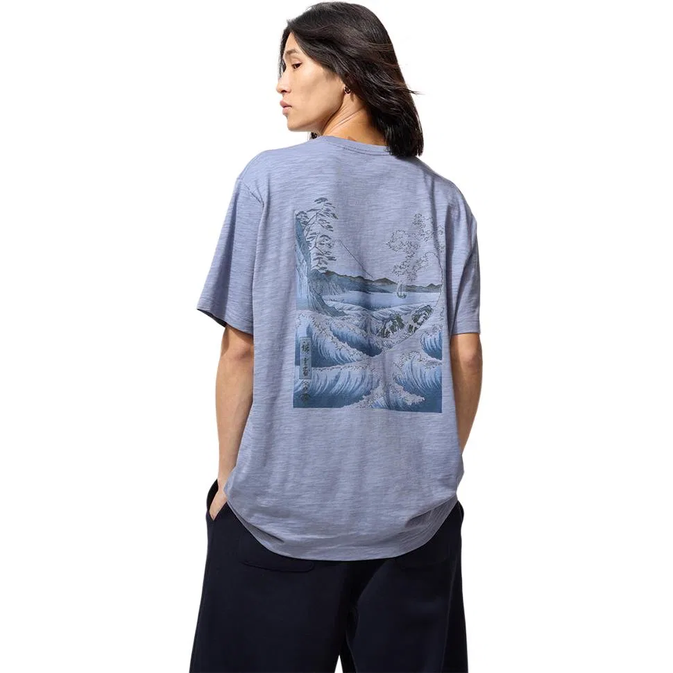 Футболка с круглым вырезом, Unisex, UNIQLO, Pink Blue