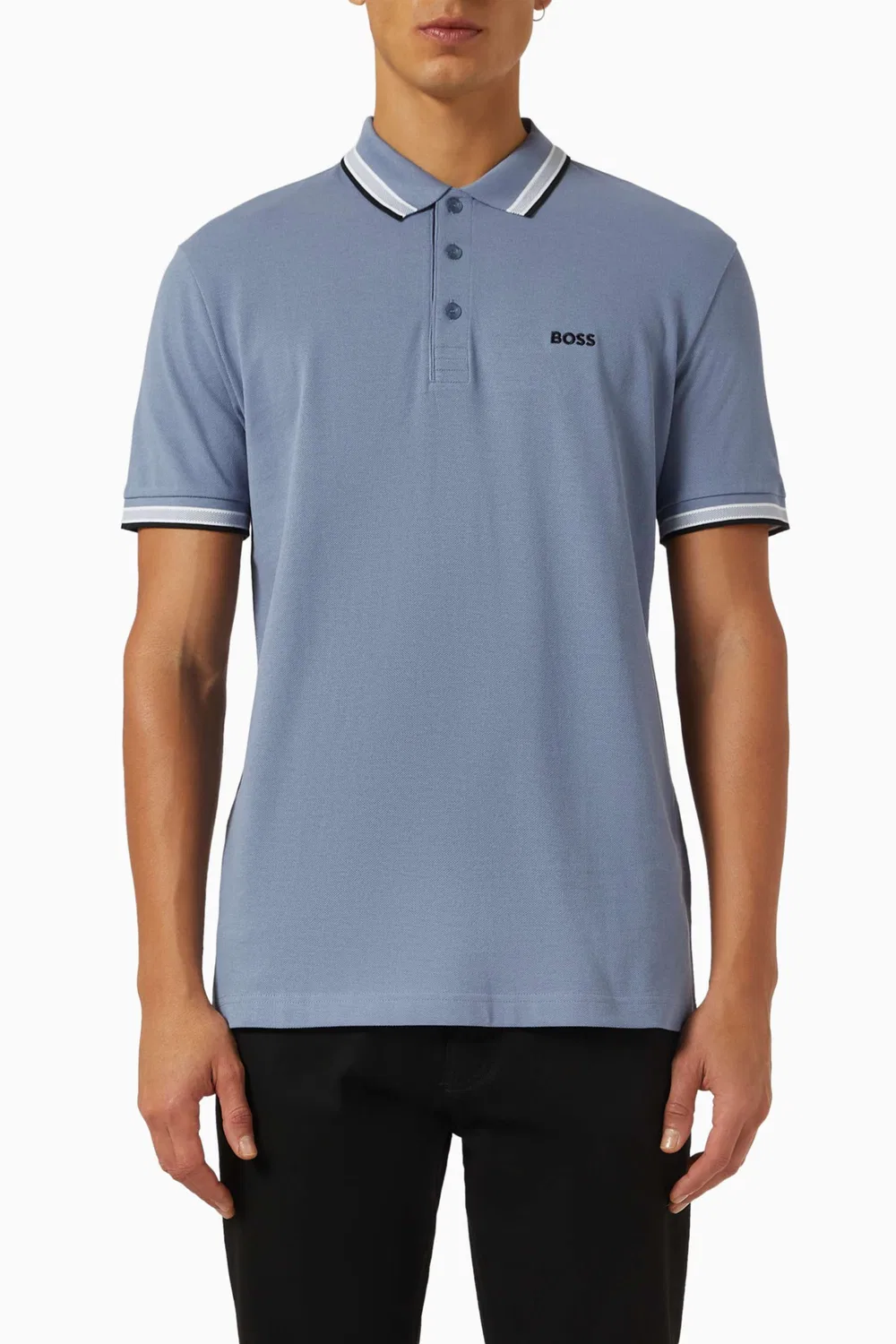 Рубашка поло хлопковое пике Paddy Polo Shirt BOSS, синий