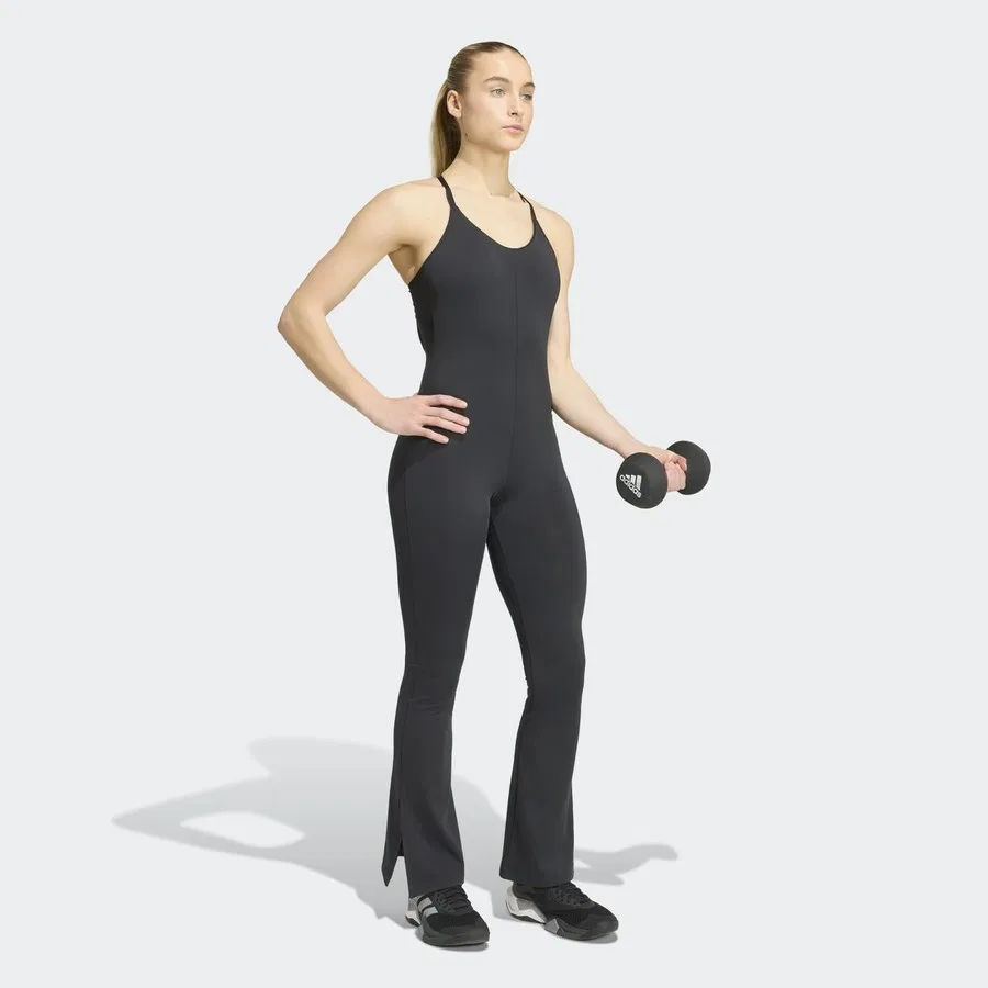 Женский спортивный комбинезон-клеш All Me Flare adidas, Черный — фото 4