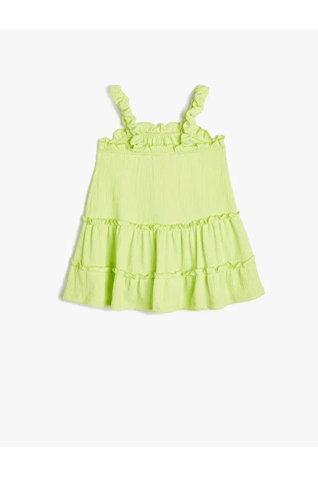 Детское платье для девочек с оборками Layered strap dress Koton, Green — фото 2