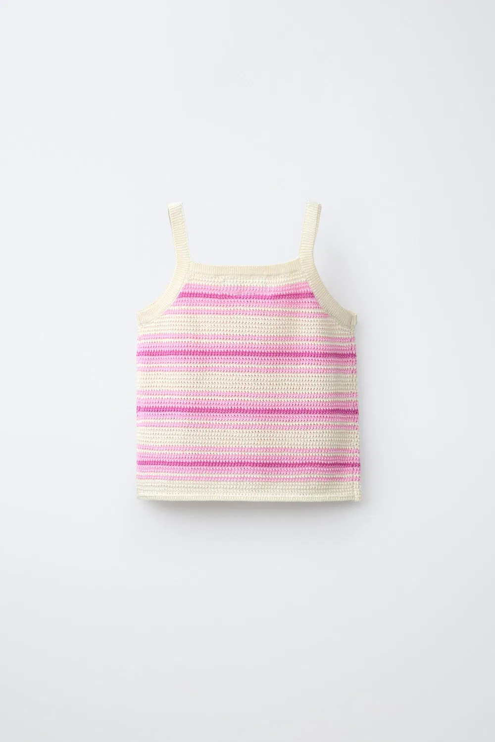 Вязаный топ в полоску цвета гибискуса ZARA, Pinks — фото 2