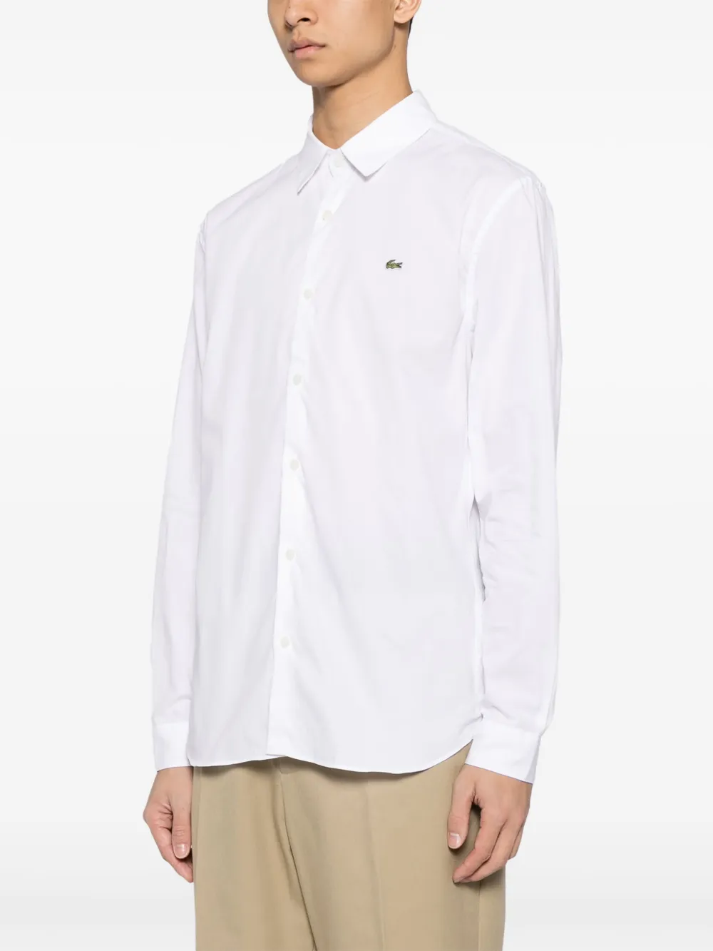 Поплиновая рубашка с вышитым логотипом Lacoste, белый — фото 3