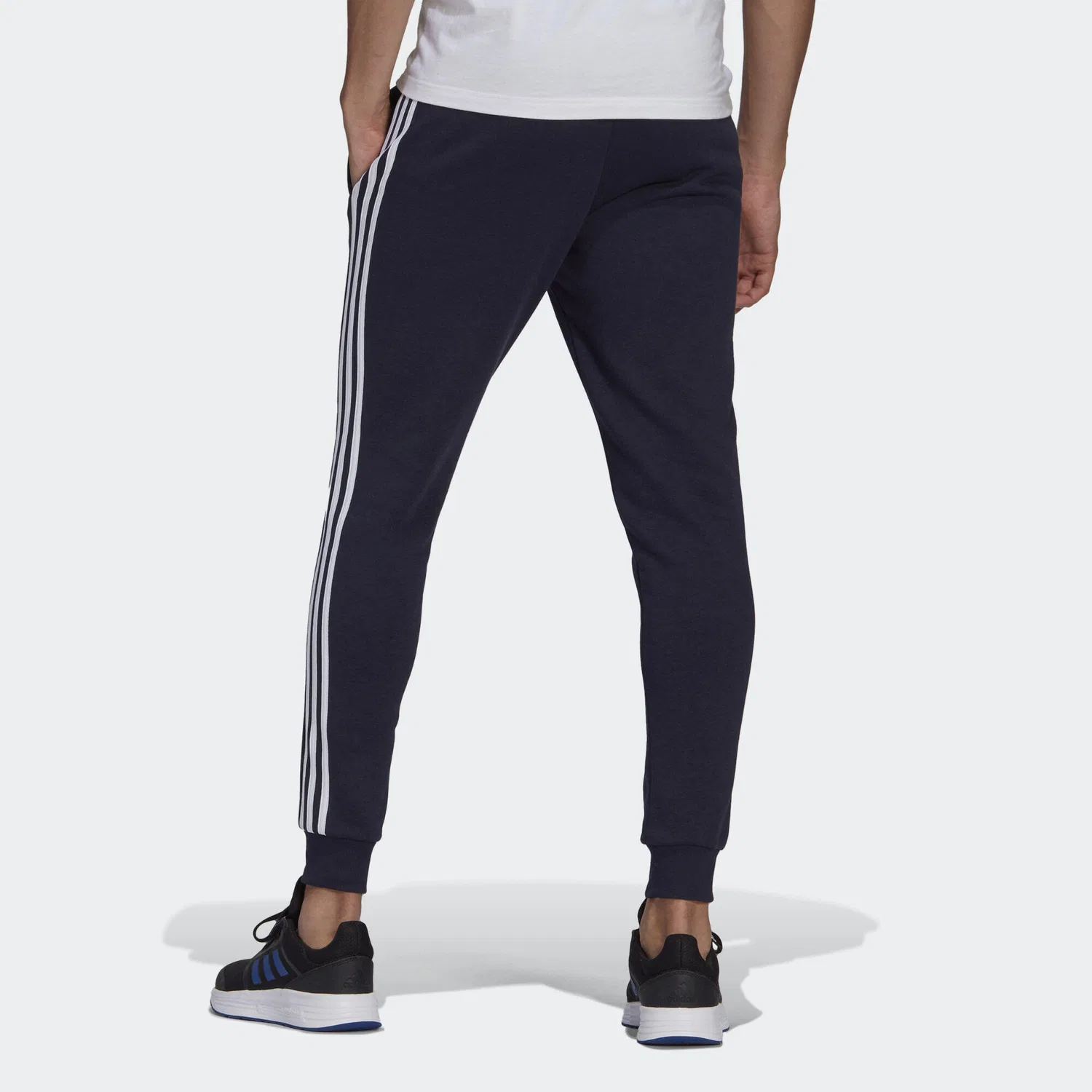 Женские спортивные штаны с тремя полосами Essentials Fleece Fitted 3-Streifen Hose Adidas, Petrolblau Weiss Dunkelblau — фото 3