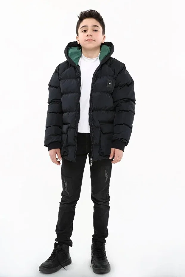 Детское пальто для мальчиков с капюшоном Benitto Kids, Navy Blue