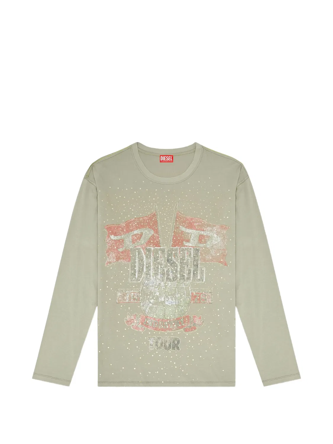 Diesel Лонгслив хлопковый зеленый
