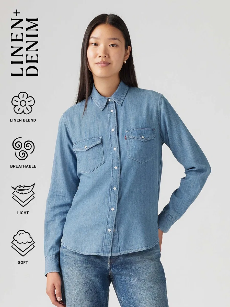 Блузка LEVI'S "Iconic Western Shirt" из синего денима — фото 3