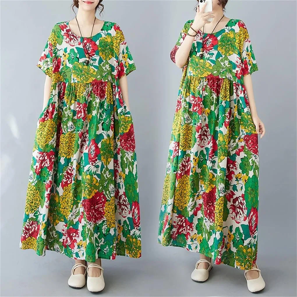 Женское летнее платье макси с цветочным принтом Oversize, En8 — фото 3
