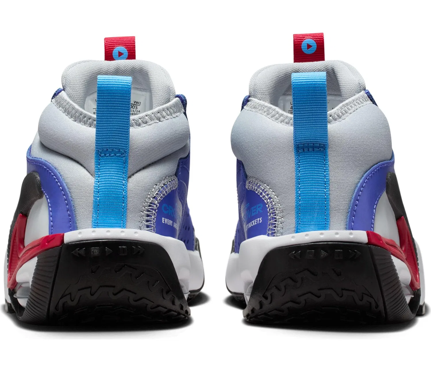 Детские баскетбольные кроссовки для мальчиков с высоким берцем NIKE Air Zoom Crossover 2 NIKE, Wolf Grey Gym Red Black University Blue — фото 3