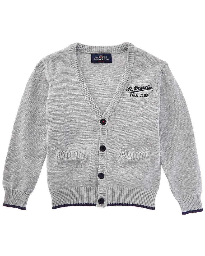 Детский кардиган на пуговицах с вышитым логотипом Finezza 7 Con Ricamo Polo Club St. Martin, Gray