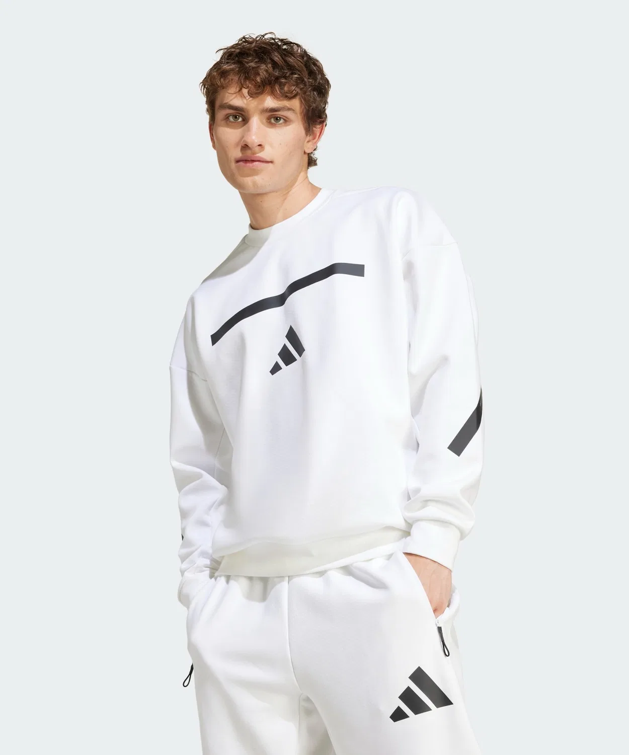 Мужской свитшот с длинным рукавомZ.N.E. Adidas, White
