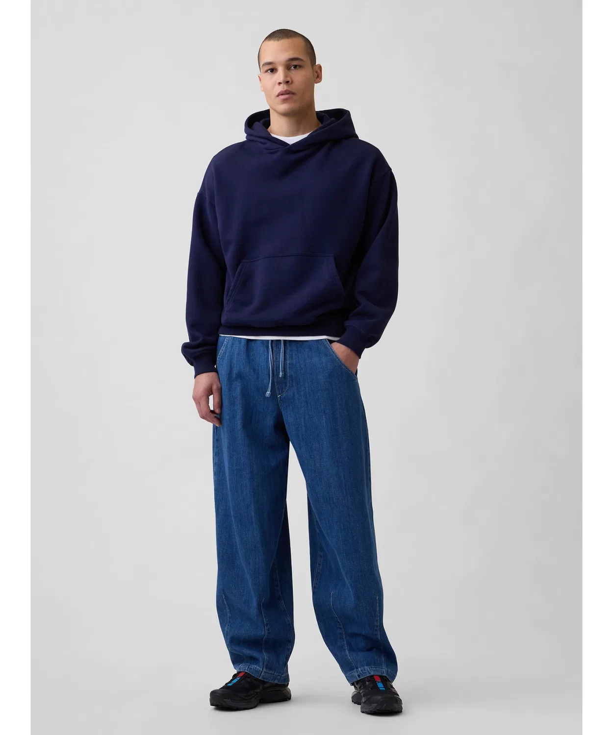 Мужские джинсы свободного кроя с резинкой на поясе Super Baggy Easy GAP, Light Indigo Blue — фото 2