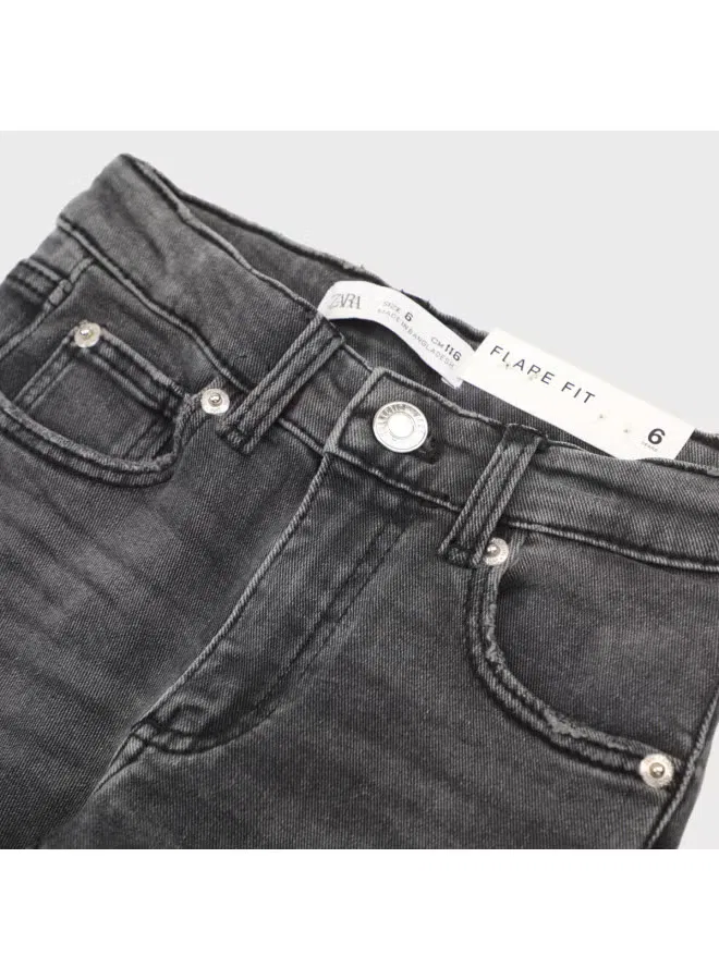 Джинсы-клеш с эффектом потертости Zara, серо-черный — фото 4