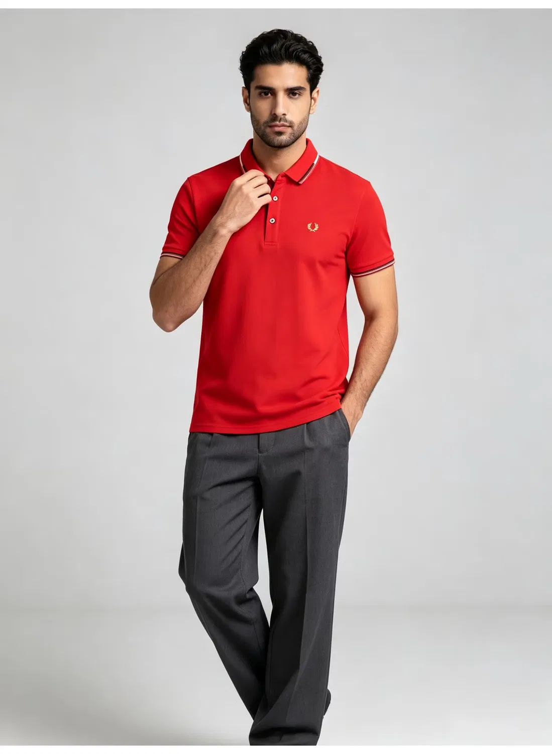 Поло с контрастной отделкой Fred Perry, красный