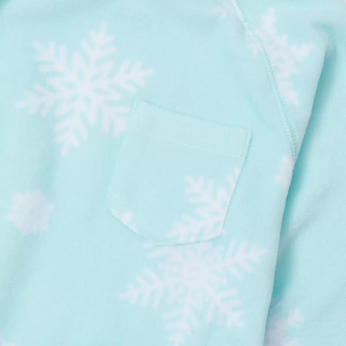 Детская пижама из флиса с длинным рукавом Lands' End, Aqua Snowflakes — фото 2