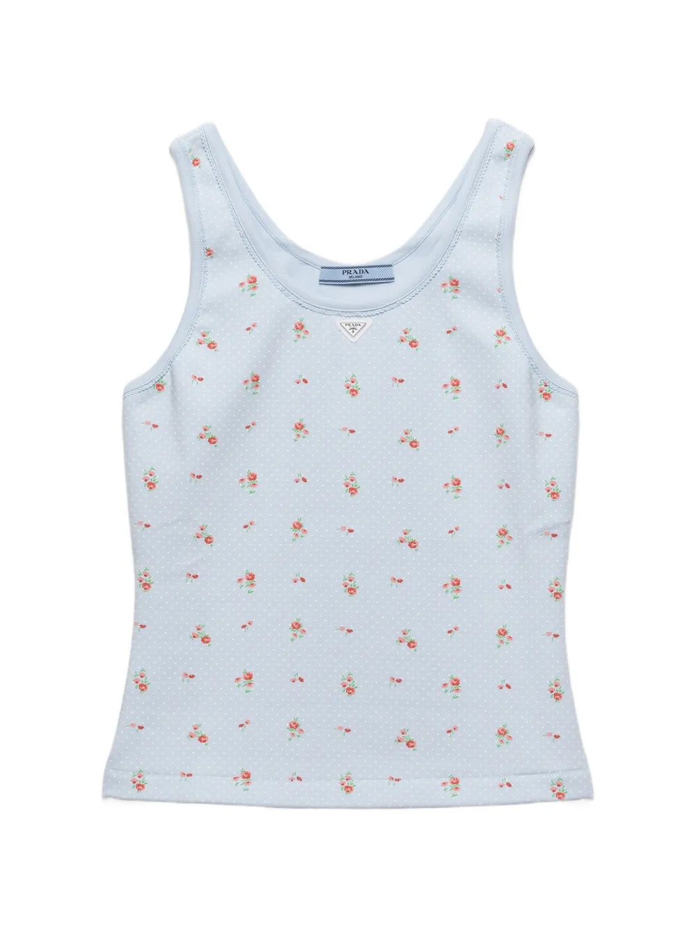 

Топ в рубчик с принтом Prada, синий