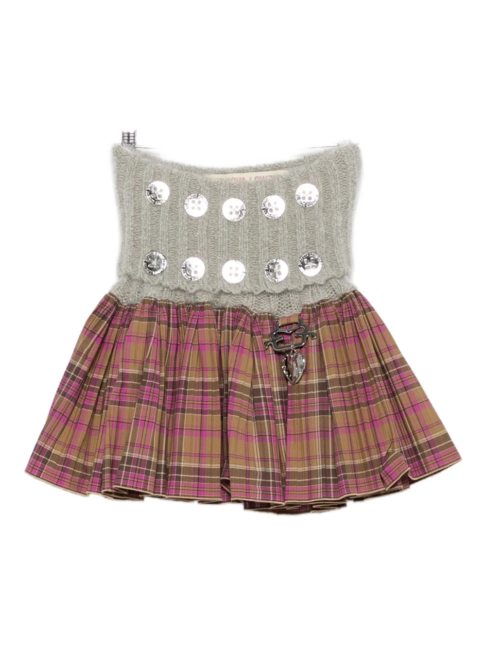 

Юбка в клетку, украшенная пайетками Chopova Lowena, серый