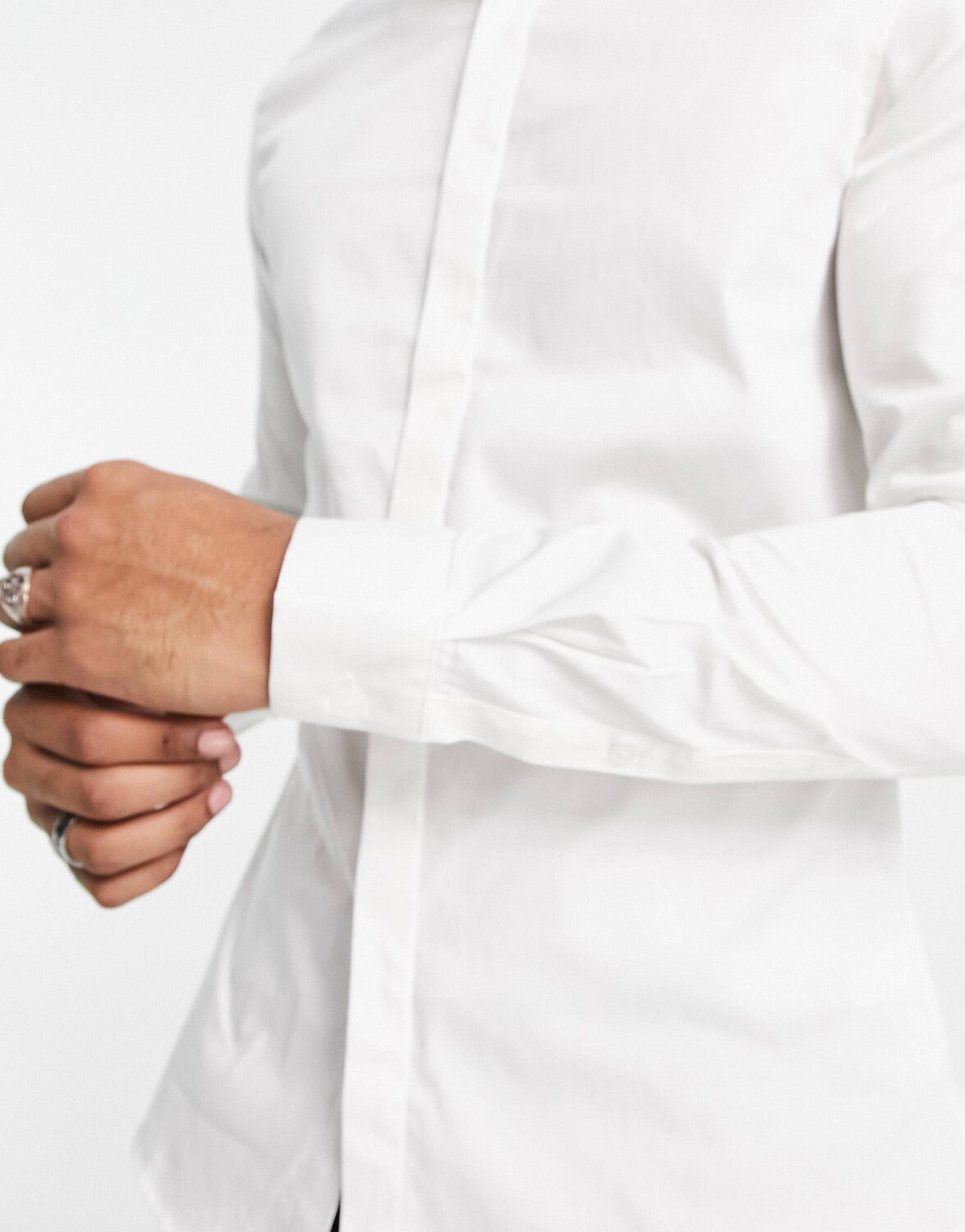 Белая сатиновая рубашка узкого кроя ASOS DESIGN Premium — фото 4
