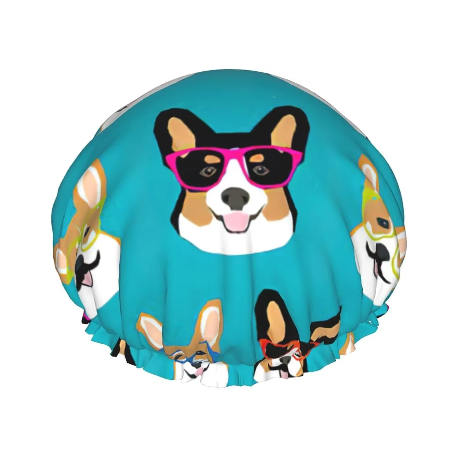 Шапочка для душа Corgi Brille und Schnurrbärten Print, DUWAA, Schwarz