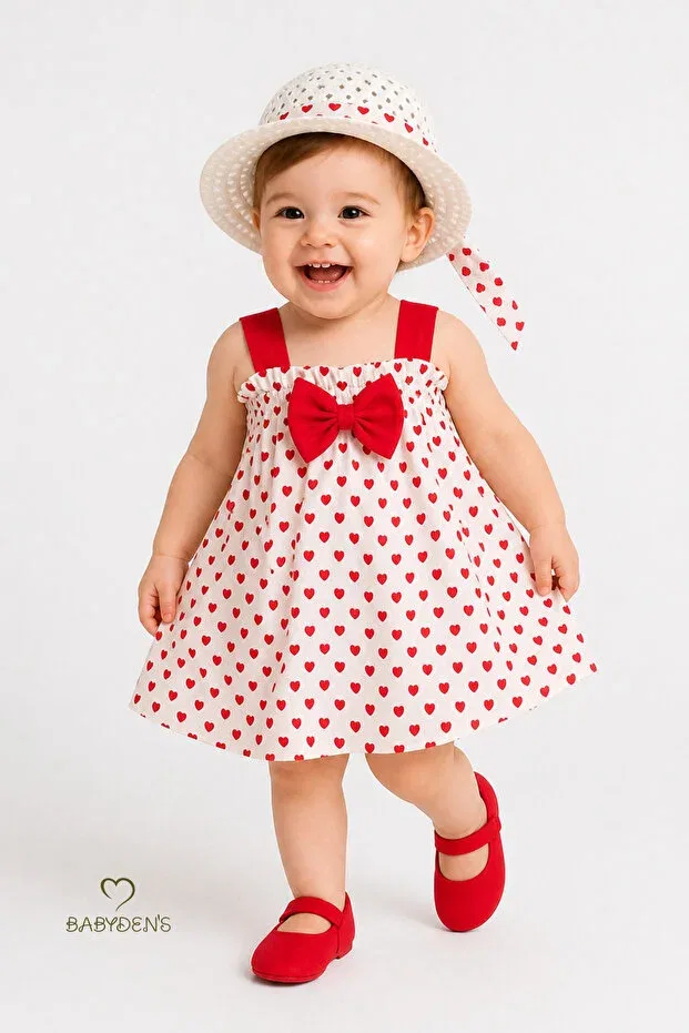 Детский комплект для девочек с принтом Babyden'S, White-Red Heart