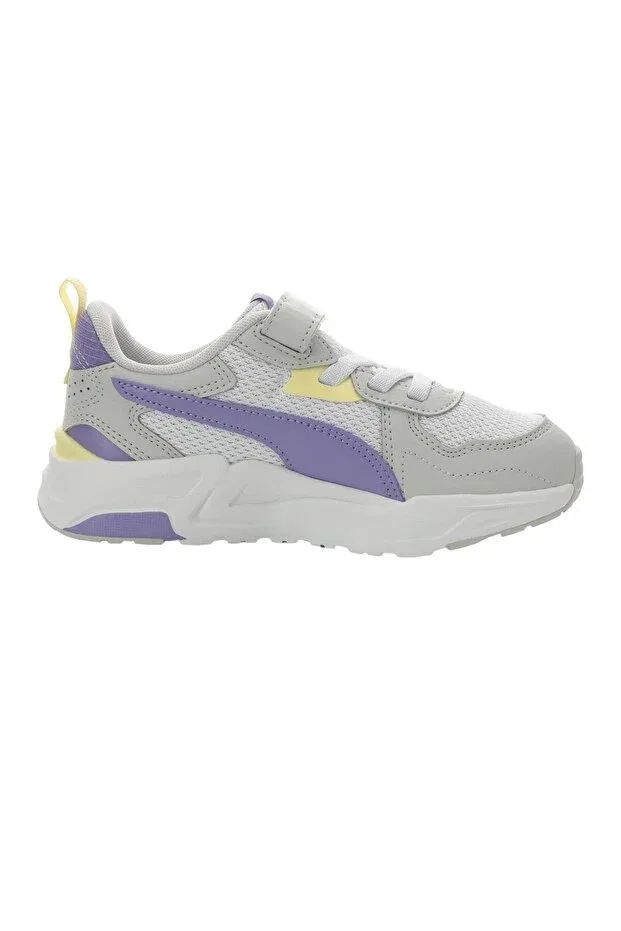 Детские спортивные кроссовки для девочек с шнуровкой Trinity Lite Ac+ Ps Pristine White & Children's Sports Shoes Puma, White Purple — фото 4