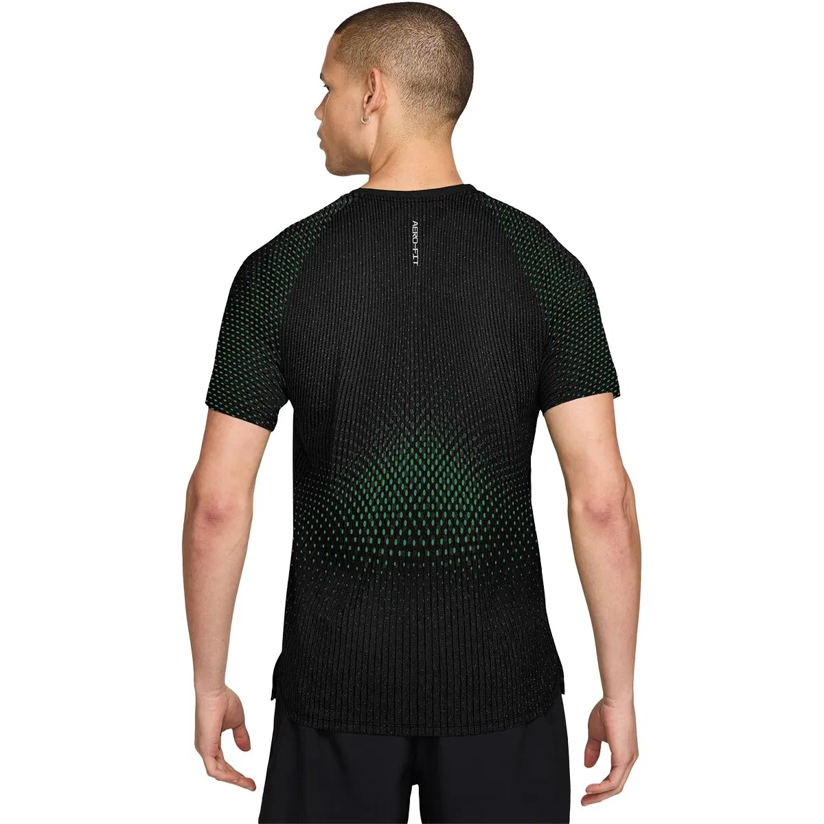 Мужская беговая футболка с коротким рукавом Aero-FIT Stride Nike, Black/Lt Green Spark/Reflective Silv — фото 3