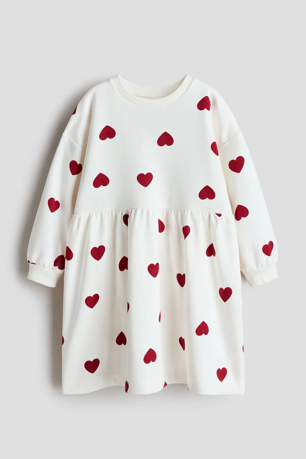 Платье-Толстовка оверсайз H&M, Weiß/Herzen