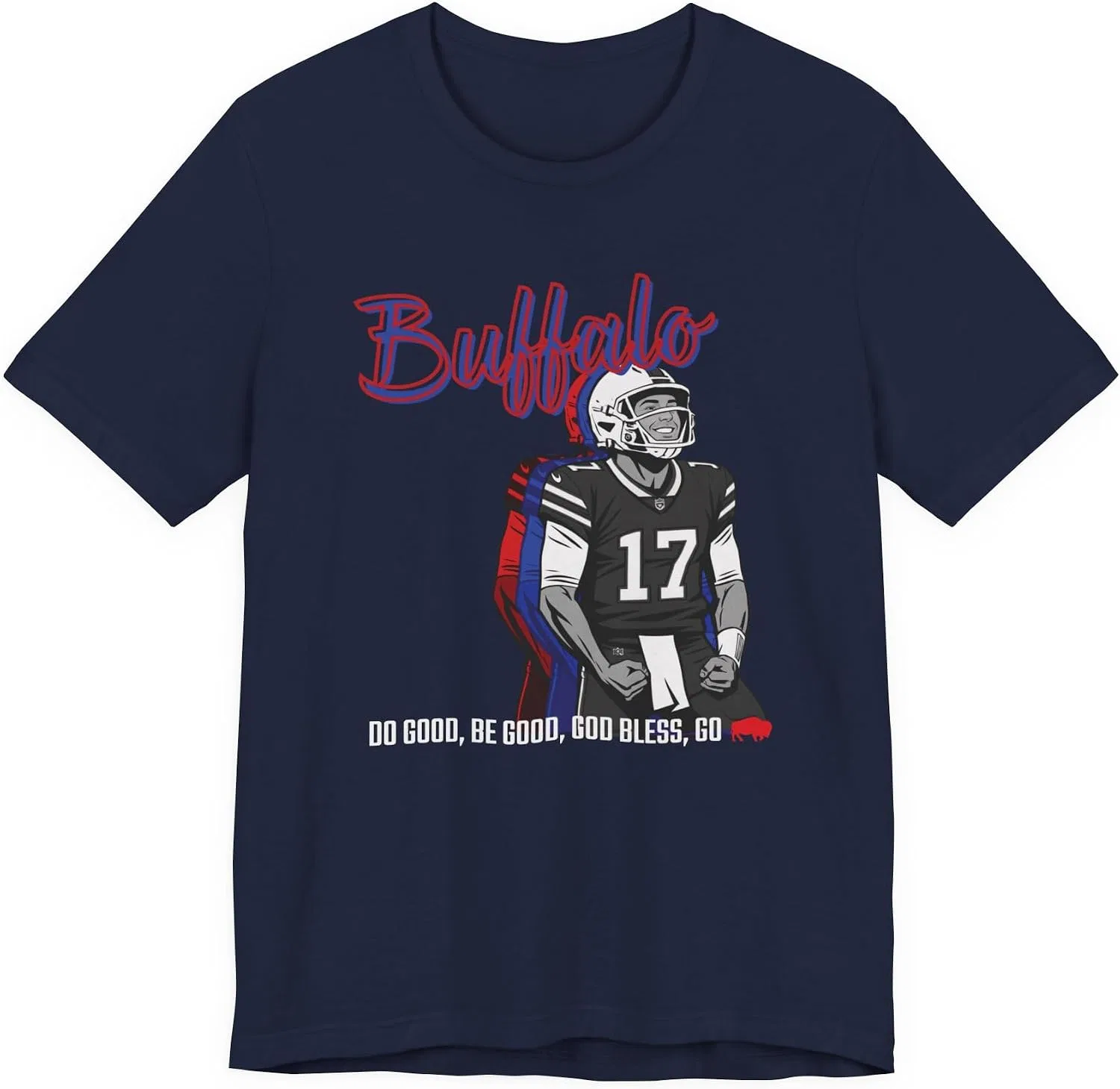 Мужская футболка с принтом Buffalo Football Fan Faith Shirt, Do Good Be Good Allen Tee, Inspirational Western NY Quarterback Fan Game Day Top, 716 Gift, тёмно-синий