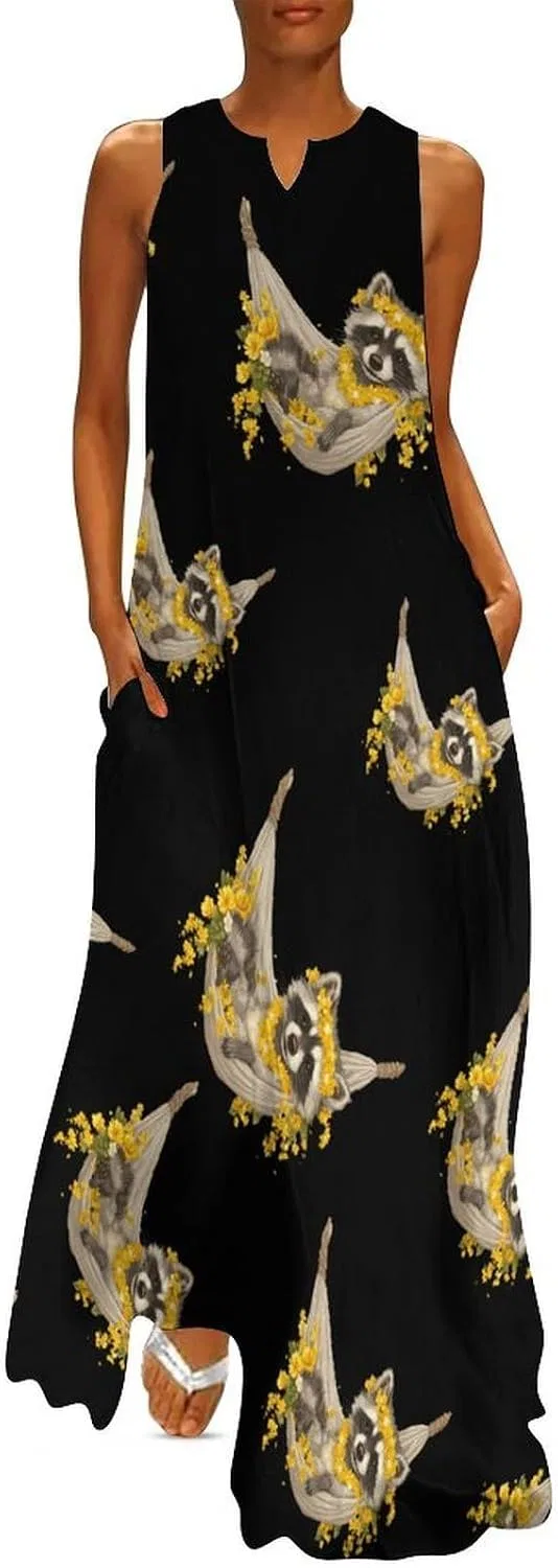 Женское длинное платье миди без рукавов Raccoon Floral, Style