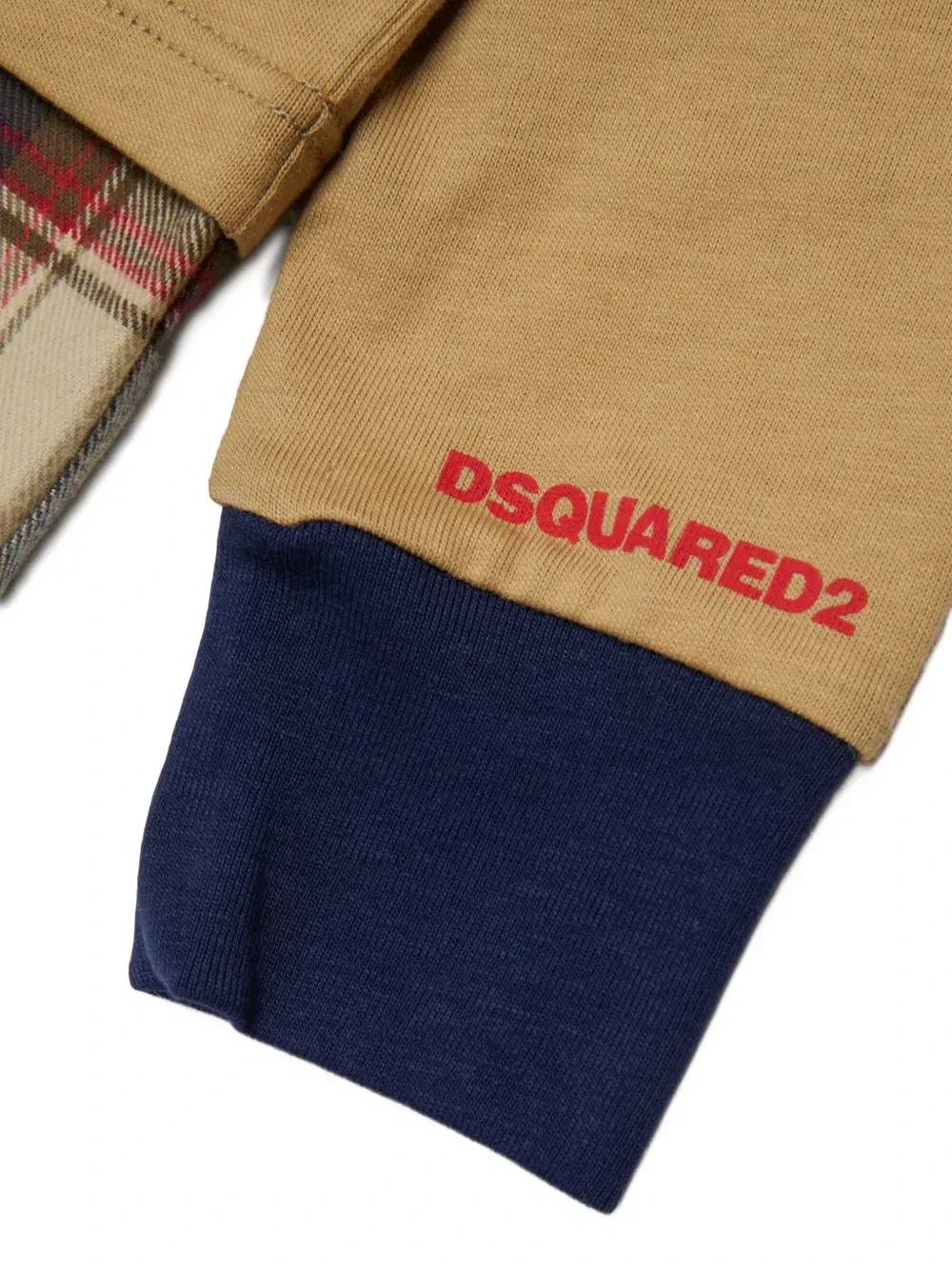 Рубашка-поло со вставкой в клетку тартан Dsquared2 Kids, бежевый — фото 4