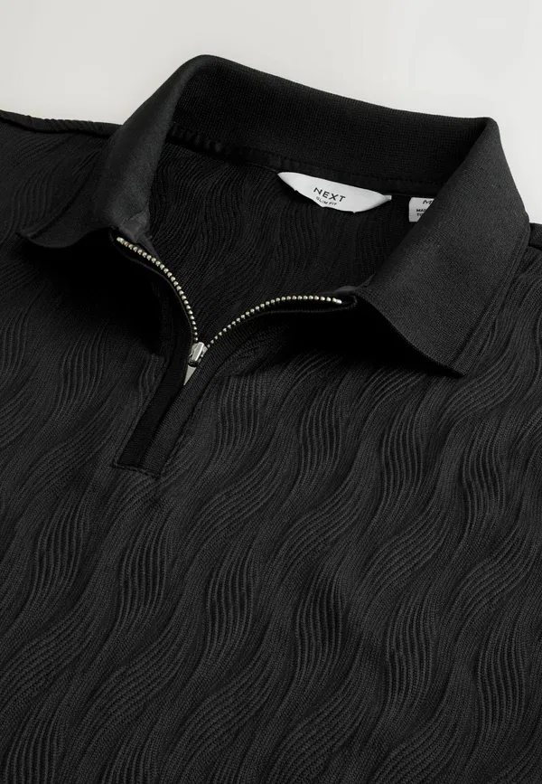 Поло с воротником Polo из полиэстера Zip neck smart polo shirt Next black, черный — фото 2