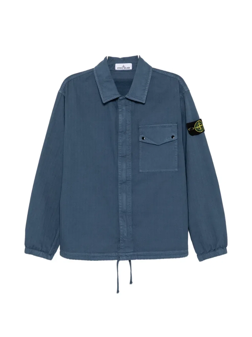 Рубашка в елочку с нашивкой-компасом Stone Island, синий